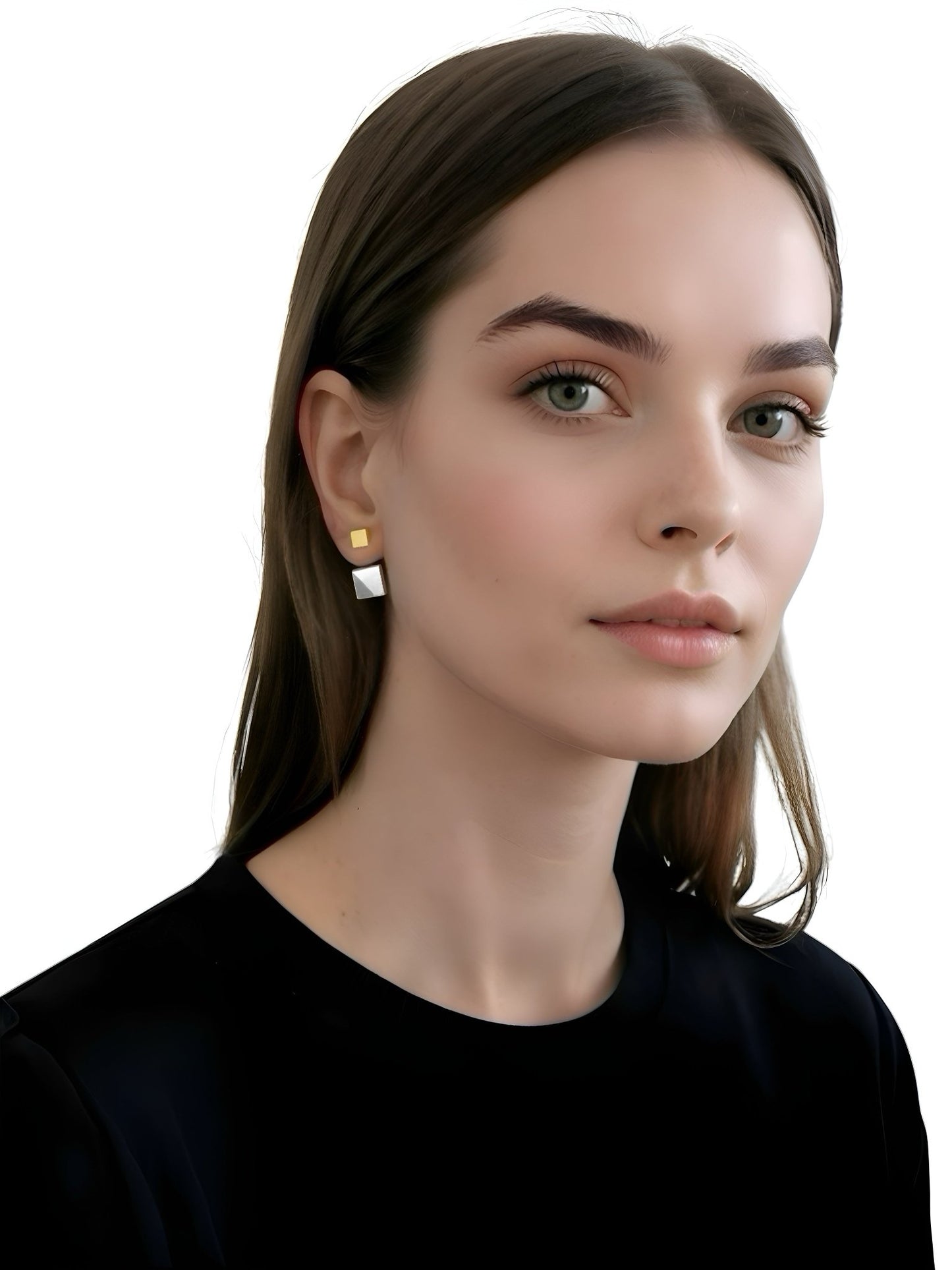 Cube Stud Earrings - Two-Tone - Kase Study