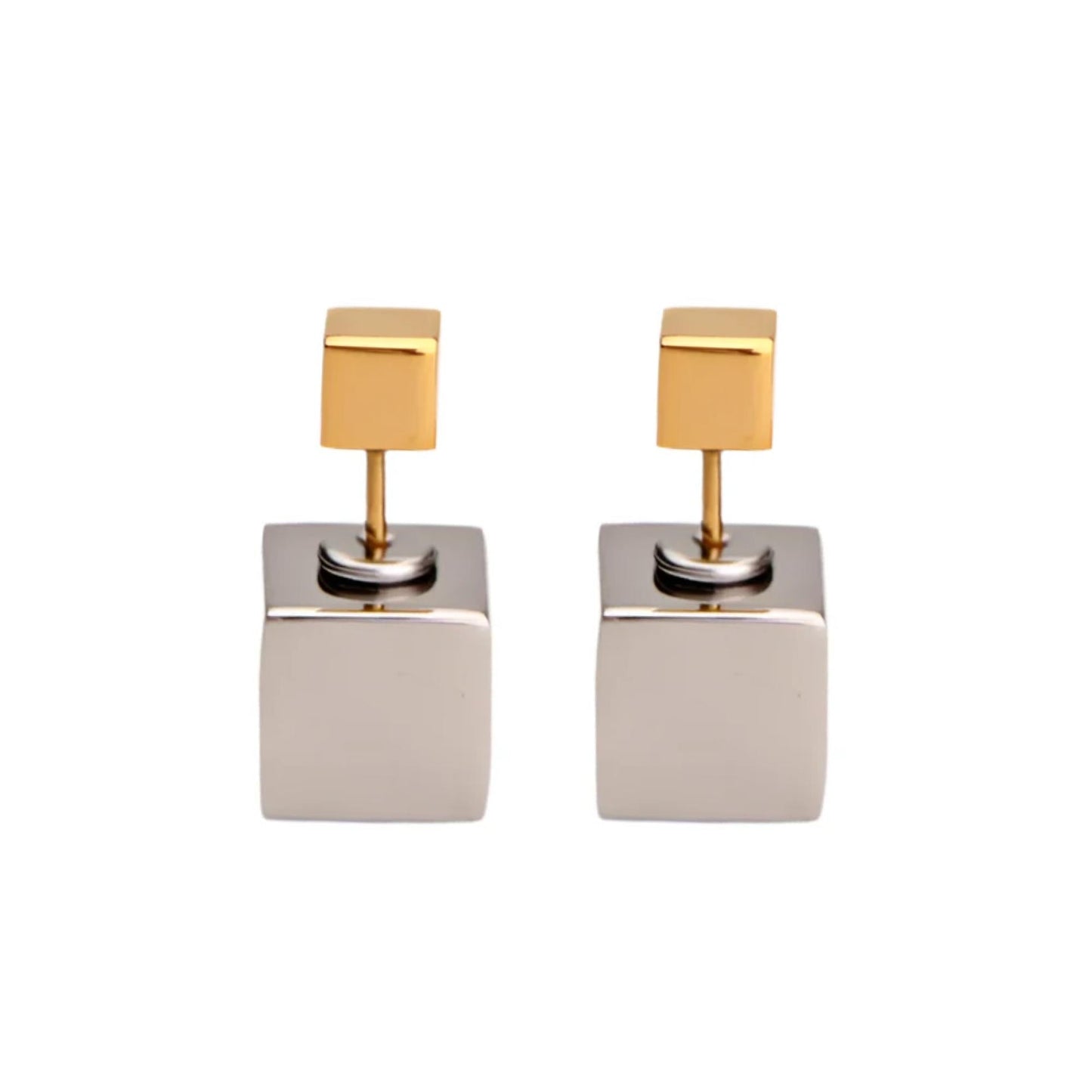 Cube Stud Earrings - Two-Tone - Kase Study