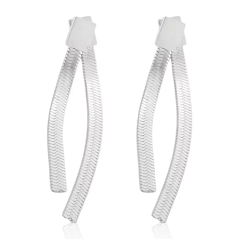 Kelly Chain Jacket Earrings - Silver - Kase Study