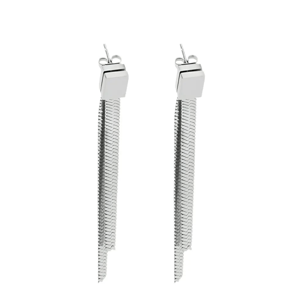 Kelly Chain Jacket Earrings - Silver - Kase Study