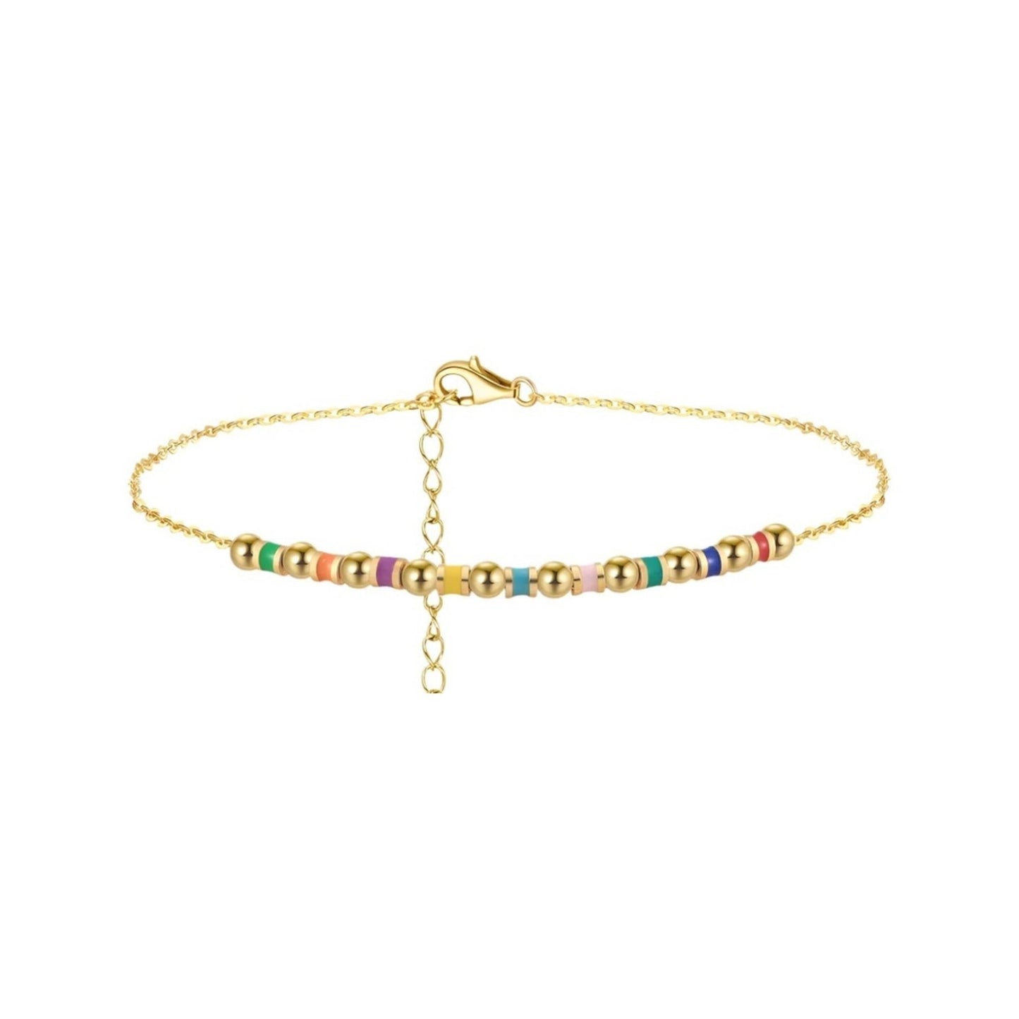 Lola Beaded Chain Anklet - Gold - Kase Study