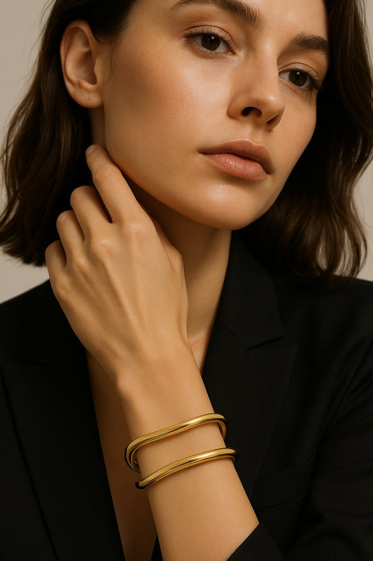 Wide Sculpted Cuff - Gold - Kase Study