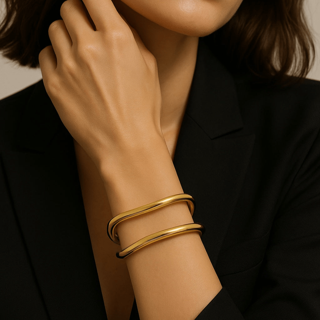 Wide Sculpted Cuff - Gold - Kase Study