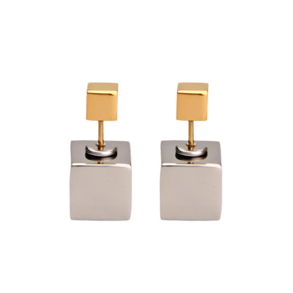 Cube Stud Earrings - Two-Tone - Kase Study 