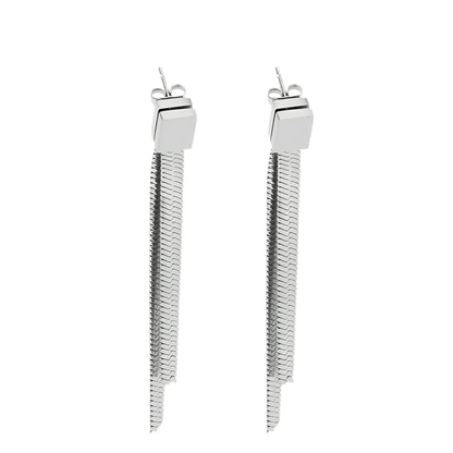 Kelly Chain Jacket Earrings - Silver - Kase Study 