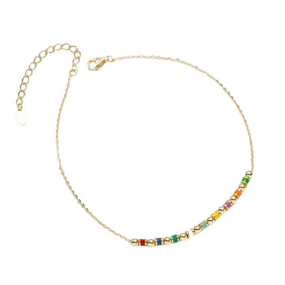 Lola Beaded Chain Anklet - Gold - Kase Study 