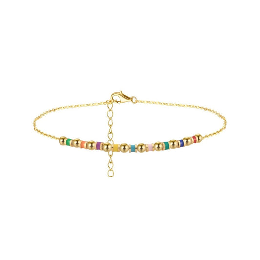 Lola Beaded Chain Anklet - Gold - Kase Study 