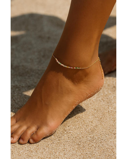 Lola Beaded Chain Anklet - Gold - Kase Study 