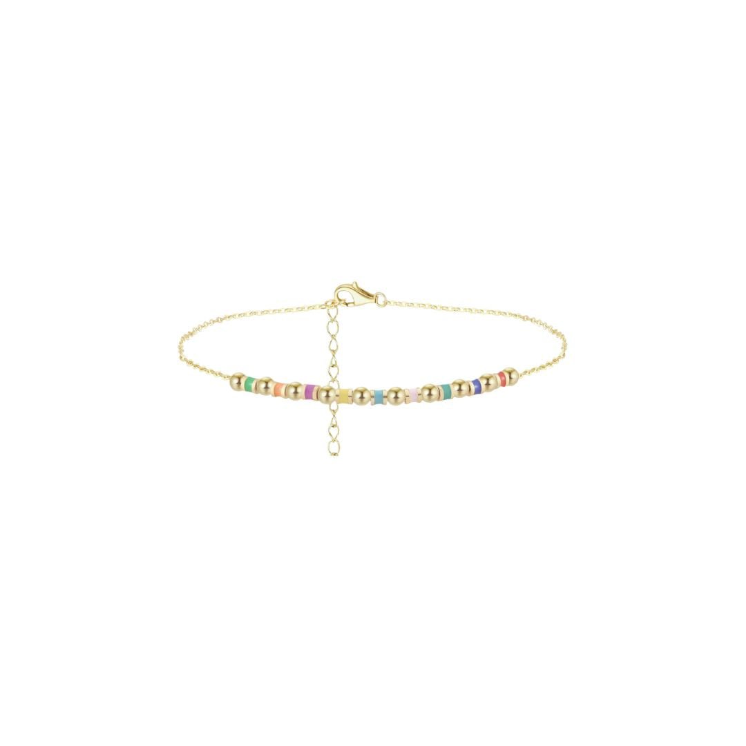 Lola Beaded Chain Anklet - Gold - Kase Study